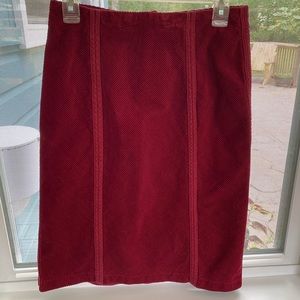 Burgundy Corduroy Pencil Skirt
